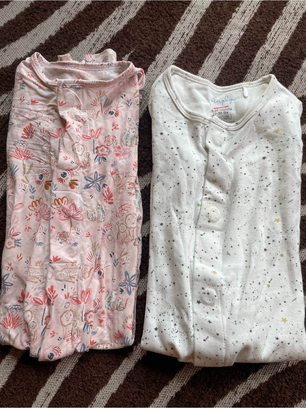 Magnetic Me 18-24 mo Pajama Set - Pink Floral & White Star - Picture 2 of 14